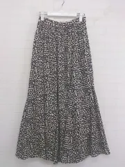 ◇ SALOON BY BABYLONE ウエストゴム レオパード柄 ロング フレア スカート サイズ38 ブラック ベージュ レディース P  【中古】 【1211010008910】