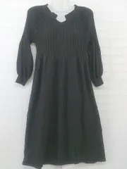 ◇ &.NOSTALGIA キーネック リブニット 長袖 膝丈 ワンピース サイズM チャコールグレー レディース P  【中古】 【1211010007838】