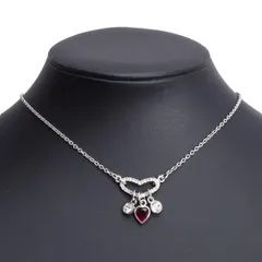 スワロフスキーSWAROVSKI ハートモチーフラインストーンネックレス シルバー赤
