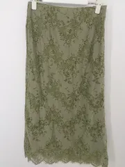 ◇ Doux archives ドゥアルシーヴ レース サイドスリット ロング ナロー スカート サイズS カーキ系 レディース P  【中古】 【1211020005374】のサムネイル
