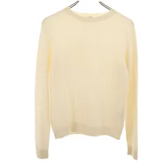 美品 UNIQLO ユニクロ 日本製 カシミヤ100％ 長袖 セーター S ホワイト ニット レディース 古着