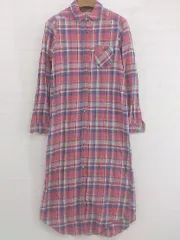 ◇ ◎ FREAK'S STORE チェック 長袖 膝下丈 シャツ ワンピース サイズF ピンク ブルー系 レディース P  【中古】 【1211020010248】
