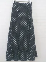 ◇ fifth フィフス 水玉 ドット ウエストゴム ロング Aライン スカート ブラック ホワイト レディース P  【中古】 【1211030000888】