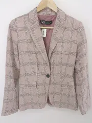 ◇ ZARA リネン混チェック 1B 長袖 テーラード ジャケット サイズEUR 34 USA 2 MEX 24 ピンク ベージュ系 レディース P  【中古】 【1211040008195】