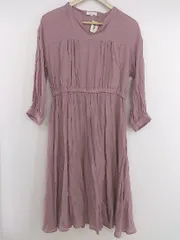 ◇ Just Relaxin マタニティ Vネック 長袖 膝下丈 ワンピース サイズM パープル系 ベージュ系 レディース P  【中古】 【1211070001739】