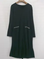 ◇ SAISON DE PAPILLON セゾンドパピヨン Vネック 長袖 膝下丈 ニットワンピース サイズL ブラック レディース P  【中古】 【1211070009773】