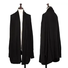 イッセイミヤケISSEY MIYAKE ウールドルマンデザインボタンレスニットカーディガン 黒M位