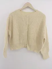 ◇ Discoat ディスコート クルーネック 長袖 ニット カーディガン サイズF ライトベージュ レディース P  【中古】 【1211080006076】