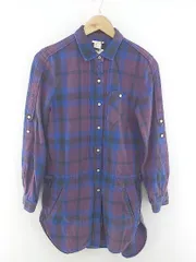 ◇ ◎ Levi's リーバイス チェック 長袖 ミニ シャツワンピース チュニック サイズS ブルー パープル レディース P  【中古】 【1211080005703】のサムネイル