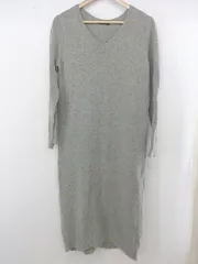 ◇ N. Natural Beauty Basic Vネック 長袖 膝下丈 ニットワンピース サイズM グレー系 レディース P  【中古】 【1211090003188】