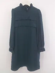 ◇ CAROLINA GLASER カロリナ グレイサー フリルカラー 長袖 ミニ ワンピース ネイビー レディース P  【中古】 【1211110002405】