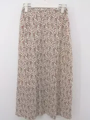 ◇ Sugar spoon 花柄 ウエストゴム ロング フレア スカート サイズF ライトベージュ レッド グリーン レディース P  【中古】 【1211110008520】