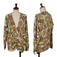 ヨシエイナバYOSHIE INABA ウールシルクフラワープリントカーディガン ベージュマルチM位