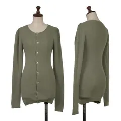 コムデギャルソンCOMME des GARCONS ウールノーカラーニットカーディガン モスグリーンM位