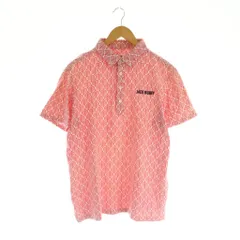 パーリーゲイツ PEARLY GATES ジャックバニーバイパーリーゲイツ Jack Bunny!! by PEARLY ゴルフ 総柄 半袖 ポロシャツ ボタンダウン 6 ピンク 白 /MI ■OS