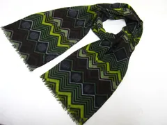 ☆【極美品】マフラー 大判ストール マルチカラー グリーン/ブラウン ■管理番号L29702AWS26-260104-10（198）