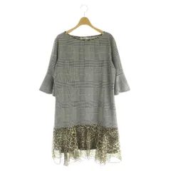 フィフィーユ fifilles 千鳥格子×レオパードワンピース 切替 2 黒 グレー 茶 /MI ■OS