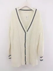 ◇ MAJESTIC LEGON バイカラー 長袖 ニット カーディガン サイズM オフホワイト ブラック レディース P  【中古】 【1211140009672】