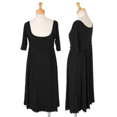 フォクシーニューヨークFOXEY NEW YORK 切替半袖ストレッチワンピース 黒40