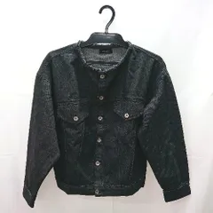 ◇ le ciel ルシエル ノーカラー デニム フリンジ 長袖 ジャケット サイズM ブラック系 レディース E  【1211150011115】