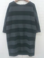 ◇ URBAN RESEARCH ROSSO ワイドボーダー バックリボン 長袖 ミニ ワンピース サイズF ブラック グレー レディース P  【中古】 【1211150008153】