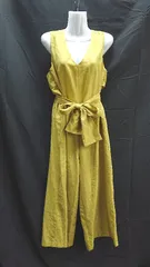 ◇ titivate ティティベイト Vネック ワイド 背面チャック ノースリーブ オールインワン サイズM マスタード レディース E  【1211150011535】