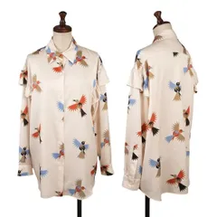 ポールスミスPaul Smith PS ポリバードプリント袖フリルシャツ ベージュ38