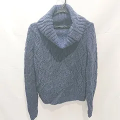 ◇ TOMMY HILFIGER ドクターニット ケーブル 襟ボタン 長袖 ニット セーター サイズM ネイビー レディース E  【1211150019609】