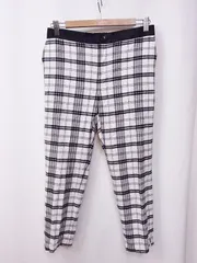 【198572】UNITED ARROWS ユナイテッドアローズ  チェック柄　クロップドパンツ  38 ホワイト/ブラック