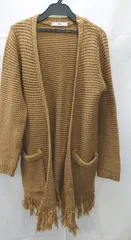 ■ GIRL ガール ダブルポケット 長袖 ニット　カーディガン サイズF ブラウン レディース E  【1211150029677】