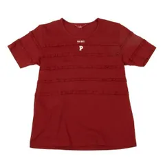 ピンクハウスPINK HOUSE ロゴプリントフロントフリルデザイン半袖Tシャツ 赤L