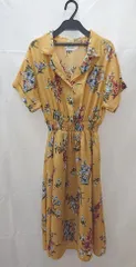 ◇ ROPE PICNIC ロペピクニック 花柄 半袖 ロング ワンピース サイズM マスタード/マルチ レディース E  【1211150033537】