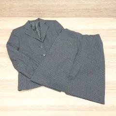 ◇ 無印良品 背抜き　ストライプ　４ボタン ひざ下丈 S スカートスーツ サイズS ブラック レディース E  【1211150037894】