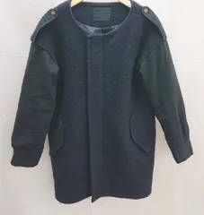 ◇ JEANASIS ジーナシス ノーカラー ミドル丈　シンプル 長袖 コート サイズF ネイビー ブラック レディース E  【1211150037603】