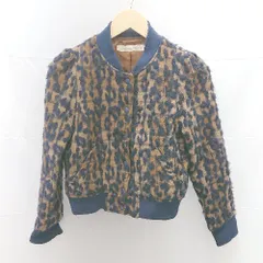 ◇ Dot＆Stripes CHILDWOMAN チェック ヒョウ柄 ショート丈 長袖 ジャンパー ブルゾン サイズF ネイビー系 レディース E  【1211150037016】