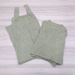 ◇ SPIRALGIRL リブ 背中開き タイト Iライン ワンピース ニット セーター サイズF グリーン レディース E  【1211150035579】