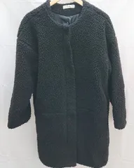 ◇ holiday　ホリデー ボア　ノーカラー 長袖 ロングコート サイズF ブラック レディース E  【1211150038914】