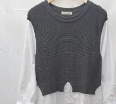 ◇ SHOO・LA・RUE シューラルー レイヤード風 長袖 膝下丈 ワンピース サイズL ホワイト　グレー レディース E  【1211150038570】