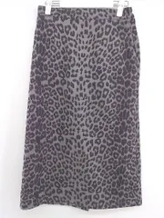 ◇ AS KNOW AS PINKY 豹柄 レオパード 膝下丈 ナロー スカート グレー系 マルチ レディース P  【中古】 【1211160001267】