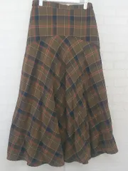 ◇ AMERICAN HOLIC アメリカン ホリック ウエストゴム チェック ロング フレア スカート サイズL ブラウン系 レディース P  【中古】 【1211170001080】