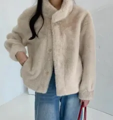 ベージュ ファー ジャケット ショート コート