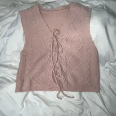 ピンク ニット ベスト エイブリー ジグザグ ノーブランド y2k いちごミルク ウール