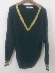 ◇ MOUSSY マウジー Vネック 長袖 ニット セーター サイズF ダークネイビー カーキ系 レディース P 【中古】 【1211170007570】
