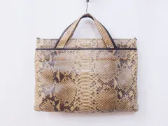 【177989】 JRA　パイソンレザー　ハンドバッグ ベージュ系