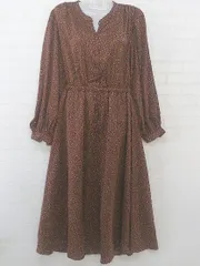 ◇ w closet ダブルクローゼット 花柄 長袖 ロング フレア ワンピース サイズF ブラウン マルチ レディース P  【中古】 【1211180002831】のサムネイル