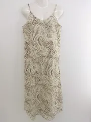 ◇ Bab バブ 総柄 Vネック 膝下丈 キャミソール ワンピース サイズ38 ライトベージュ系 レディース P  【中古】 【1211210002930】