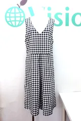 【190824】as know as アズノゥアズ  must have ギンガムチェック ミモレ丈 ノースリーブワンピース