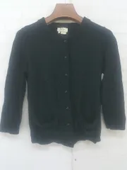 ◇ KATE SPADE NEW YORK ケイトスペード 七分袖 ウール ニット カーディガン サイズXS ブラック レディース P  【中古】 【1211220008274】
