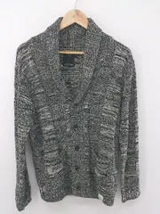 ◇ AZUL BY MOUSSY ショールカラー 長袖 ニット カーディガン サイズM ブラック ホワイト レディース P  【中古】 【1211230004556】