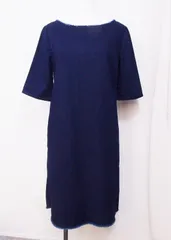 【196634】ZARA BASIC ザラベーシック  デニム　五分袖　ワンピース  XS ダークネイビー